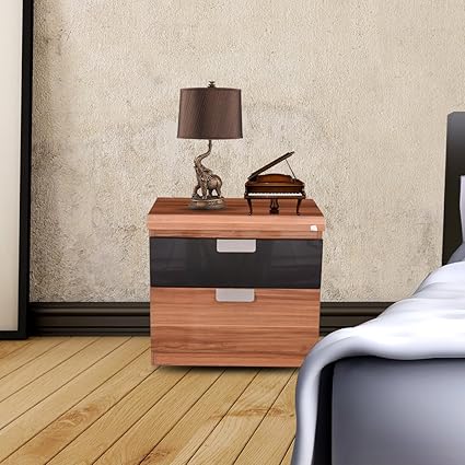 Royaloak Daffodil Bedside Table with Double Drawers (Brown)