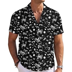 Black Spaceships Mens Funny Hawaiian Shirts 3D