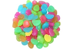 100Pcs Luminous Stones Glow in The Dark Garden Pebbles Rocks for Home Outdoor Walkways Garden Path Patio Lawn Garden Yard Fis