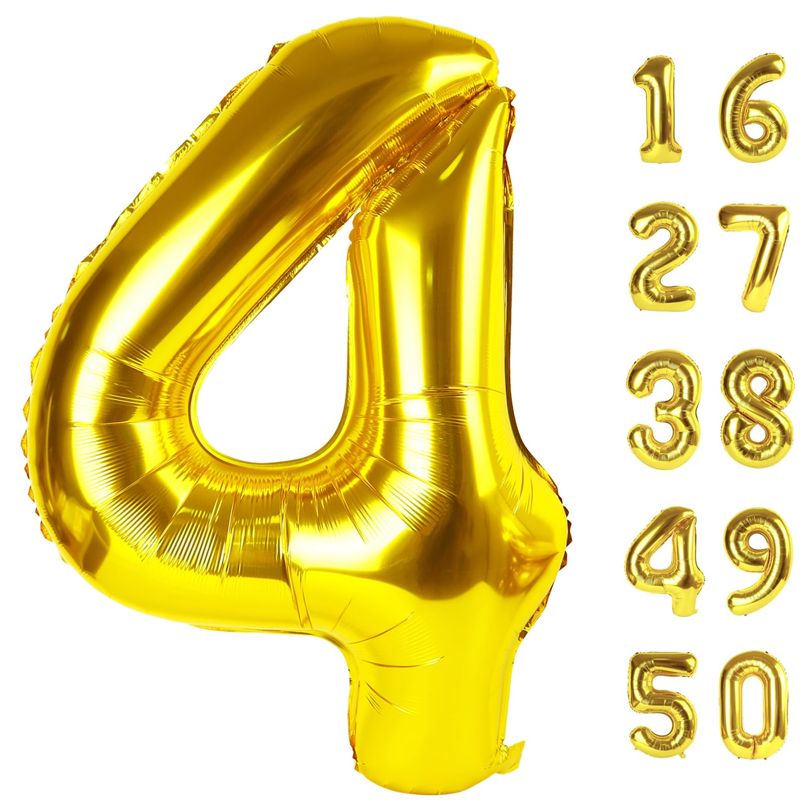 Photo 1 of 40 Inch Large 4 Balloon Numbers Gold Big Foil Number Balloons Giant Helium Happy 14th 24th Birthday Party Decorations for Man and Women, Huge Mylar Anniversary Party Supplies