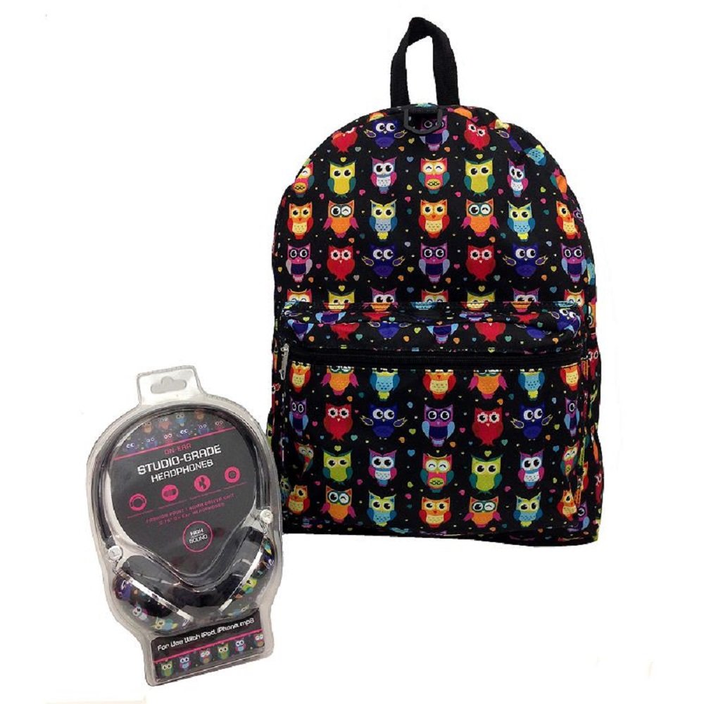 Star Point Girls Owl Backpack with Headphones Sports