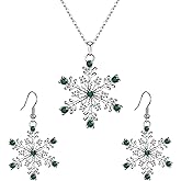 EVER FAITH Austrian Crystal Snowflake Flower Pendant Necklace Earrings Set