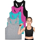 4 Pieces Girls Dance Tank Top Racerback Crop Tank Top Sleeveless Dance Top for Ballet Sport Gymnastics Dancewear(7-8 Year)