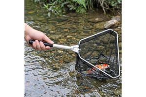 1-Piece Aluminum Alloy Folding Fishing Net, Compact Collapsible Landing Net with Handle, Portable for River Lake