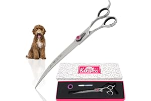 Kenchii Love Dog Grooming Scissors, 9 Inch Curved Shears, Dog Scissors for Grooming, Professional Pet Grooming Scissors