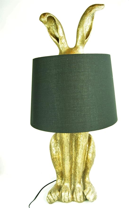 Four Seasons Rabbit Table Light Large Gold Rabbit Lamp Black Shade
