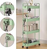 SOLEJAZZ 4-Tier Storage Trolley Cart Slim Rolling Utility Cart Green view 4