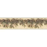 Chesapeake TLL01391B Wyola Pinecone Forest Wallpaper Border, Olive
