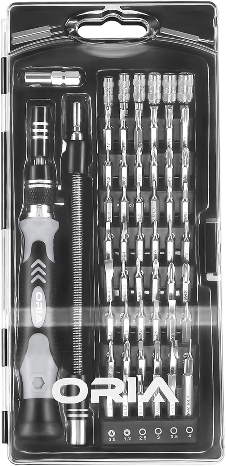 ORIA 60 PCS Screwdriver Set, Magnetic Repair Tool Kit with 56 Precision Bits, Black - - 