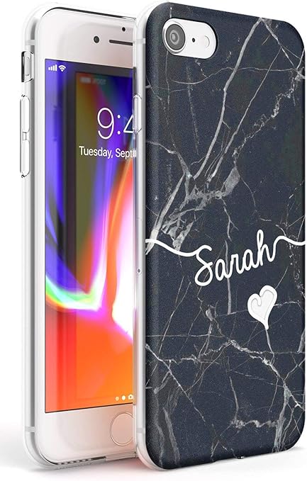 30 Mármol Personalizado teléfono funda para Apple Samsung nombre de texto inicial