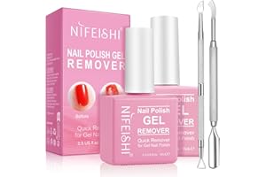 NIFEISHI Gel Nail Polish Remover, (2PCS) Gel Polish Remover Kit, Professional Removes Soak-Off and UV Art Nail Lacquer in 3-5Mins, Don't Hurt Your Nails - 15Ml