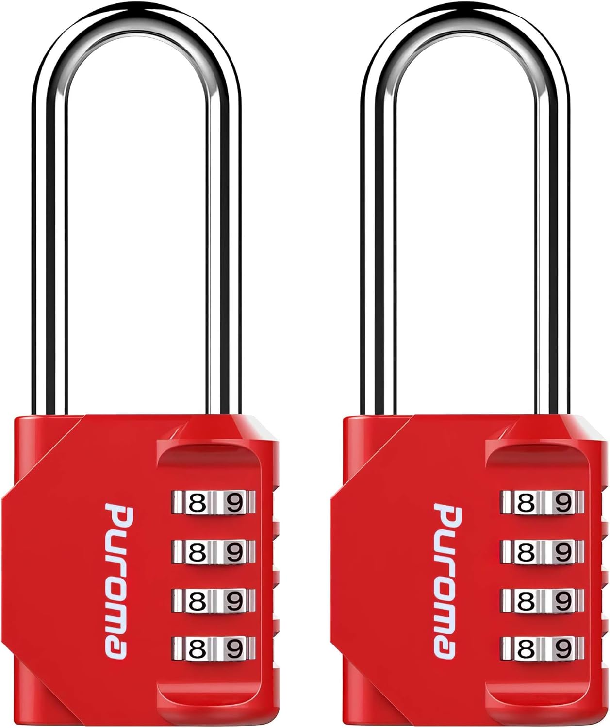Puroma 2 Pack 2.6 Inch Long Shackle Combination Lock 4 Digit Outdoor Waterproof Padlock for School Gym Locker, Sports Locker, Fence, Gate, Toolbox, Case, Hasp Storage (Black) - - 
