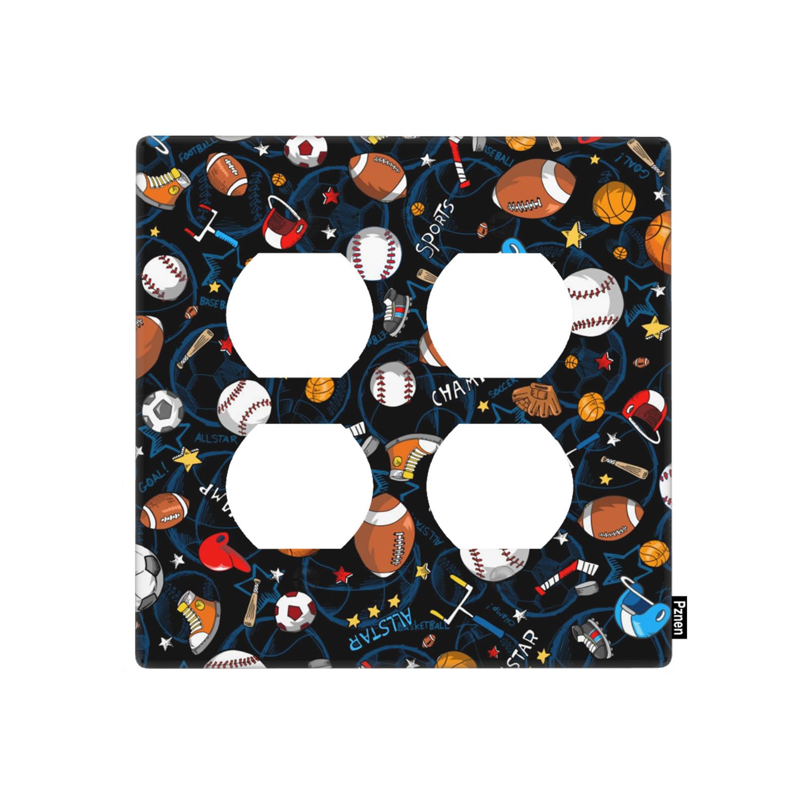 Pznen 2 Duplex Outlet Plates, Sports Collection