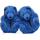 YUESAI Teddy Bear Slippers, Christmas Cute Winter Warm Fluffy Fuzzy Soft Cute Animal Slippers Women House Indoor Cartoon Women Girls