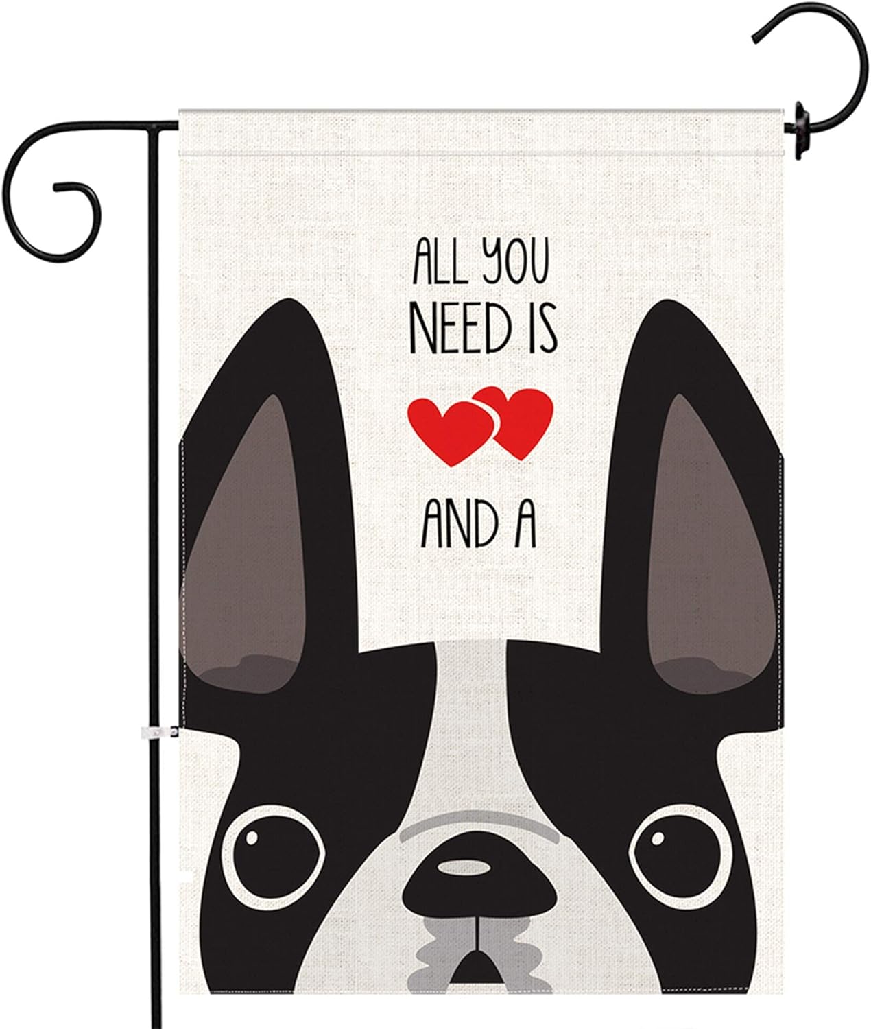 Bonsai Tree Boston Terrier Garden Flag, Premium Burlap Double Sided Small Dog Flag for Yard Outdoor Decoration 12x18 Inch