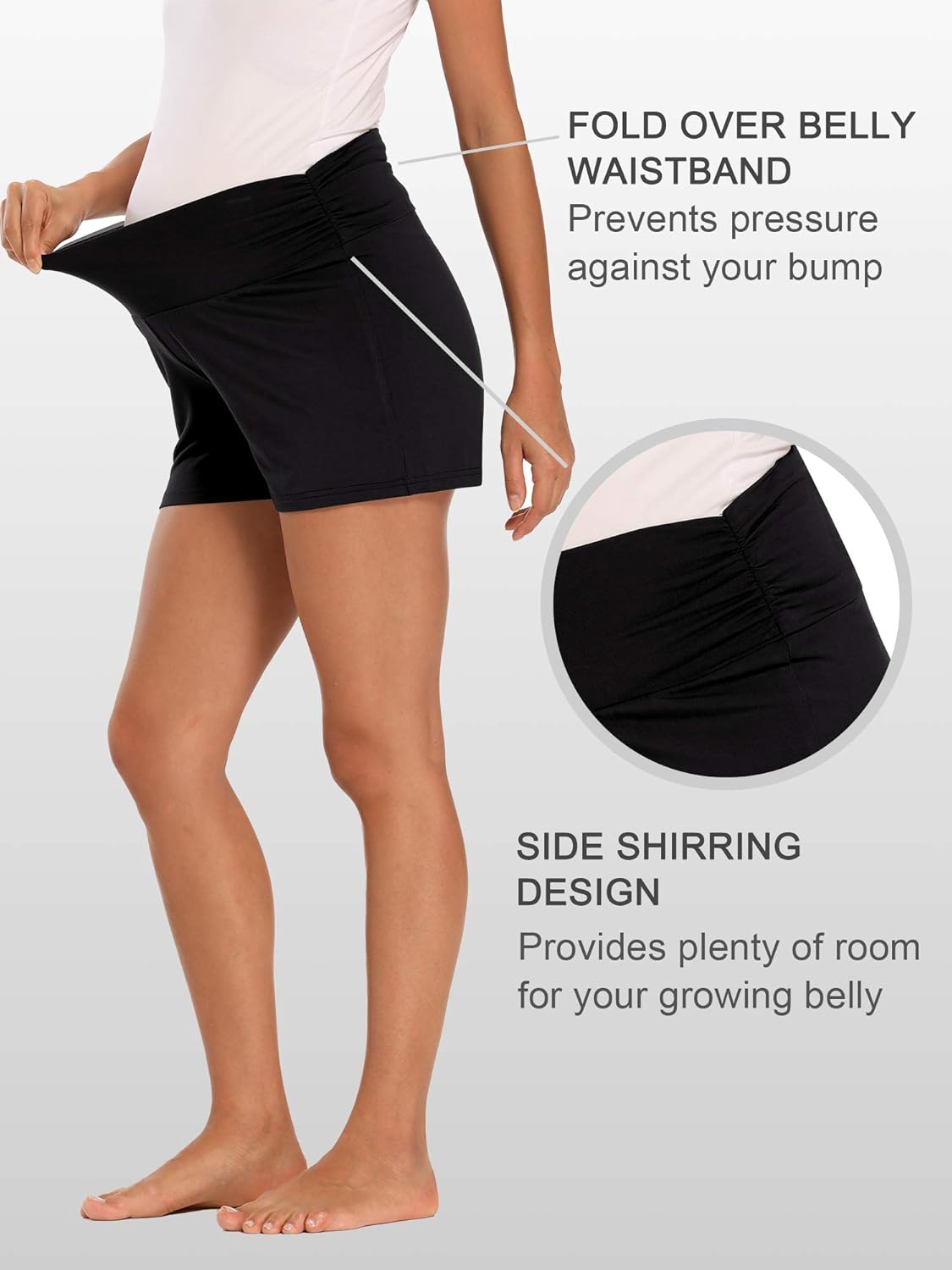 AMPOSH Women's Maternity Shorts Underbelly Stretchy Workout Pregnancy Pajama Shorts at  Women’s Clothing store