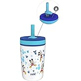 Zak Designs Kelso Toddler Cups For Travel or At Home, 12oz Vacuum Insulated Stainless Steel Sippy Cup With Leak-Proof Design is Perfect For Kids (Disney Mickey Mouse)
