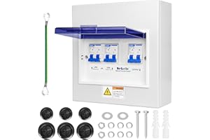 Sekelo 63 Amp Generator Transfer Switch, 120/240V Prewired Manual Transfer Switch with 3 Circuit Breakers, Overload Protection, Easy Installation for Portable Generators & Solar Power Systems