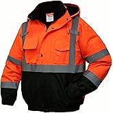 SKSAFETY High Visibility Reflective Jackets for Men, Waterproof Class 3 Safety Jacket with Pockets, Hi Vis Orange Coats with Black Bottom, Mens Work Construction Coats for Cold Weather, Large, 1 Pack