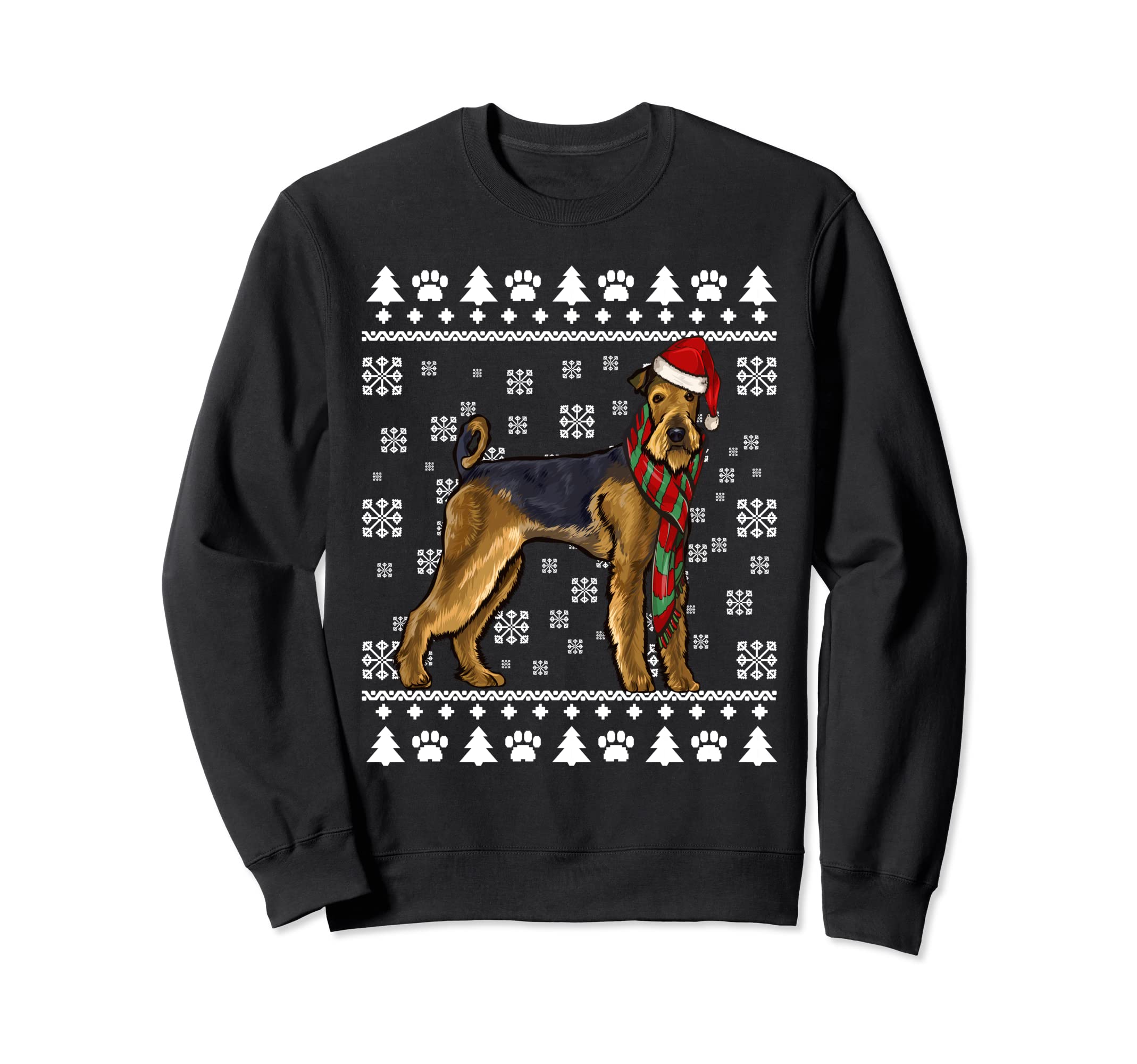 Airedale Terrier Dog Santa Hat Xmas Ugly Christmas Sweatshirt