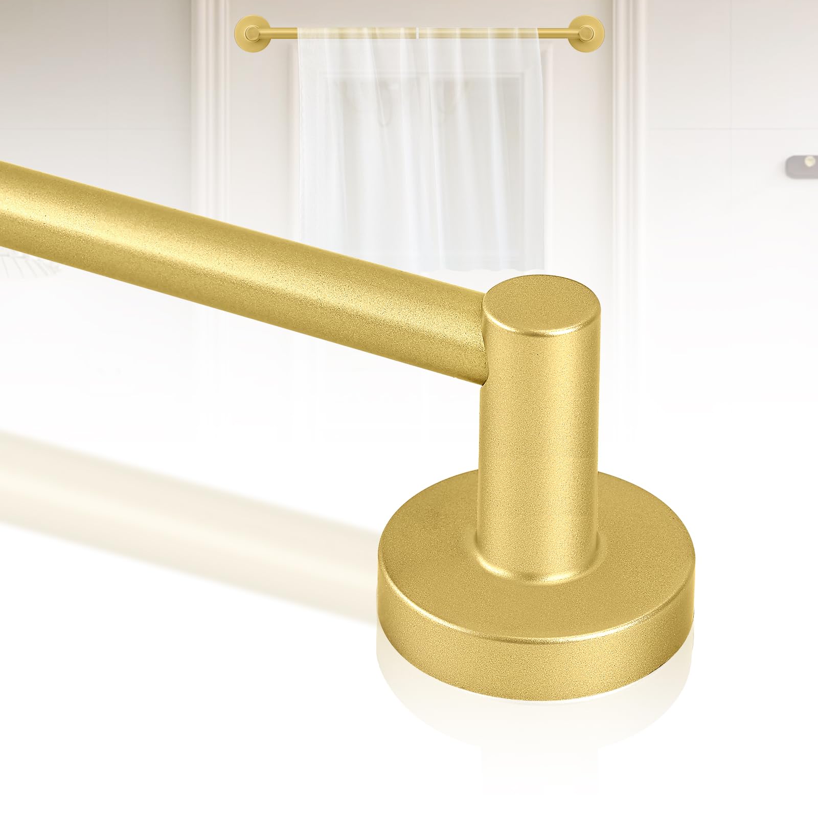 HTZON Gold Magnetic Curtain Rod for Door:Magnet Curtain Rods for Classroom Whiteboard,Small Adjustable Magnetic Towel Bar,Tool-Free French Magnet Pole with Leather Protective Cover No Drilling 16-28"