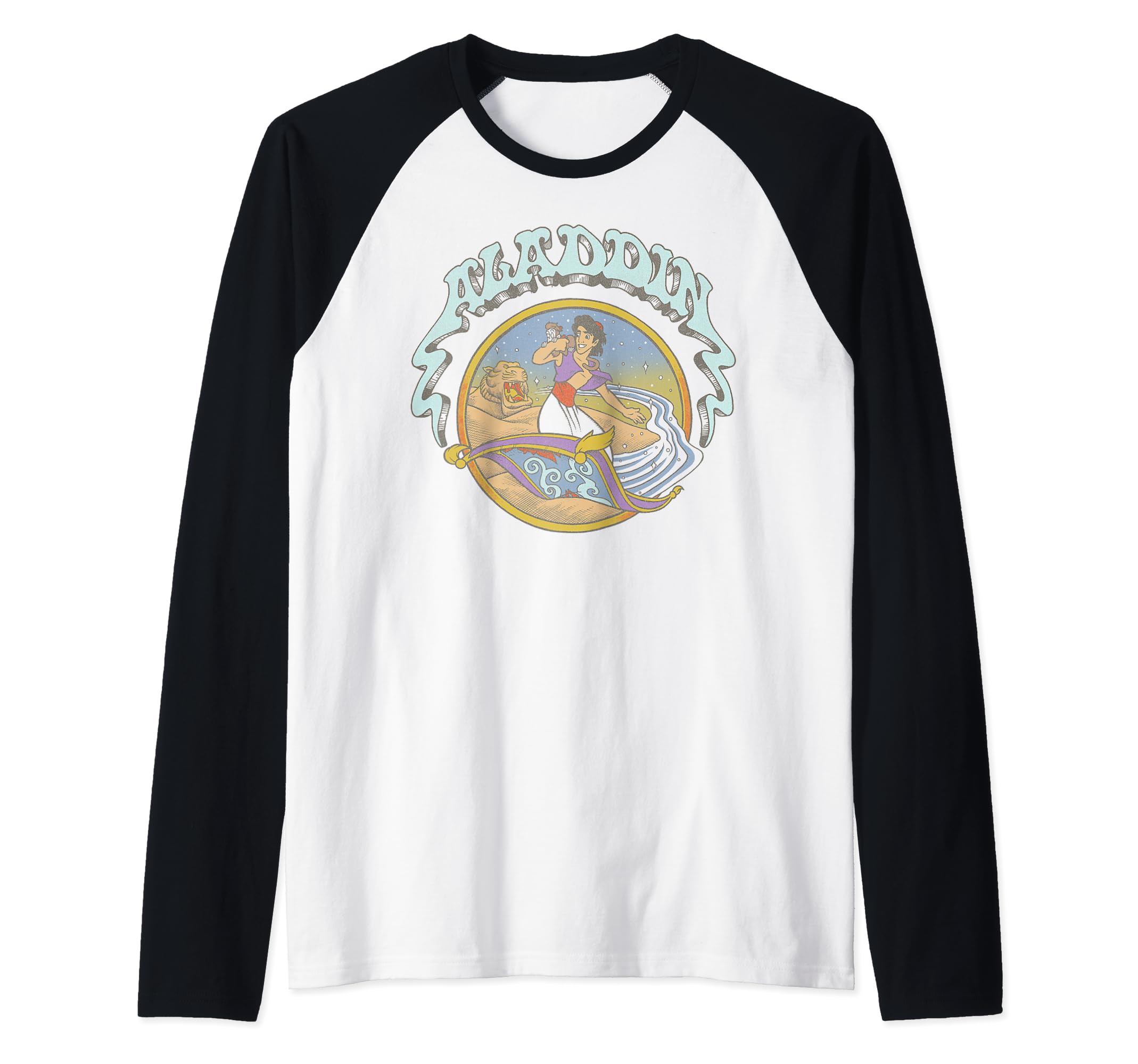 Disney Aladdin And Abu Magic Carpet Surfing Raglan Baseball Tee