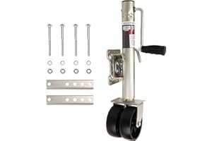 PEAKTOW Bolt-on Swivel Boat Marine Trailer Tongue Jack with Wheel, 10” Lift, Including Bolt-on Mounting Hardware (2000 lbs)