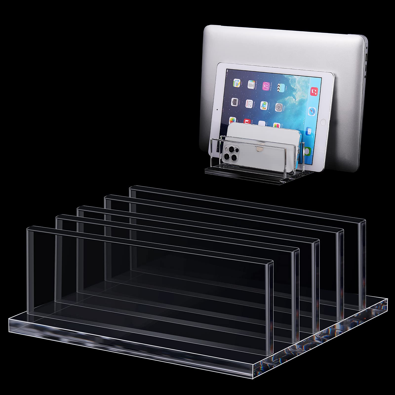 Labtop Acrylic Rack Lab Frienda 1 Piece 4-Compartment Acrylic Vertical Laptop Stand, Can ...
