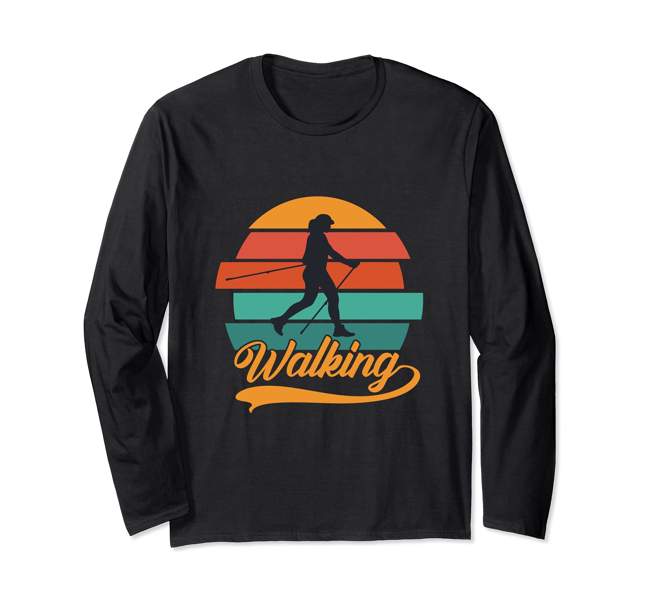Nordic Walking Retro Walkerin Walking Long Sleeve T-Shirt