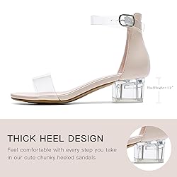Dufannie Clear Heels for Girls Sandals Cute Nudes