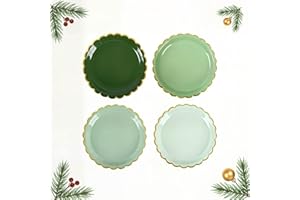 AimFun Pink Scalloped Party Plates Gold Foil Border Paper Plates Disposable 9inch Gradient Serving Plates for Birthday Weddin