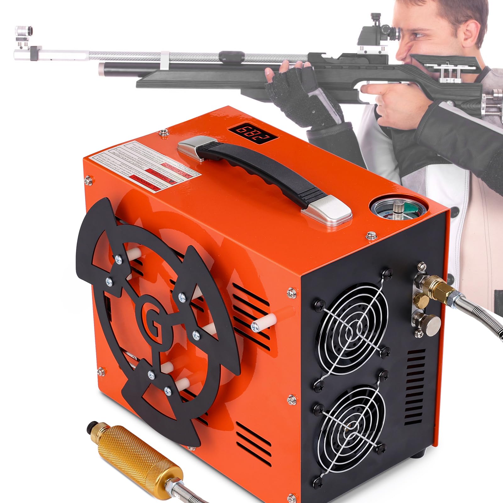 Photo 1 of (see all images) PCP Air Compressor, 4500 PSI / 30 MPa, 350W Motor, Auto Stop, Built-in Adapter & Cooling Fan, 12V DC or 110V / 220V AC Power