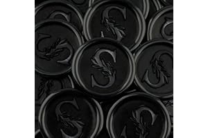 WADKOOTO 50Pcs Black Wax Seal Stickers Handmade Vintage Botanical Leaves Adhesive Letter Wax Stickers for Wedding Party Invitations, Envelope, Gift Wrap, Christmas(Initial S, Black)