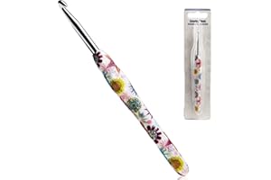 LOOEN 5.5mm Crochet Hook, Ergonomic Handle for Arthritic Hands, Soft Rubber Grip Extra Long Knitting Needles for Beginners and Knitting Crocheting Yarn (5.5mm)