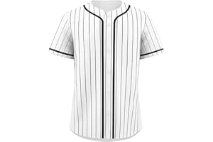 KXK Pinstripe Baseball Jersey for Men Women,Blank Button Down Baseball Shirt Team Sports Uniform