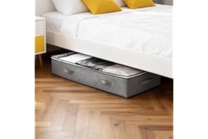 Under Bed Storage Bins, 90L foldable Underbed Storage Containers With Handles, Dual Zippers