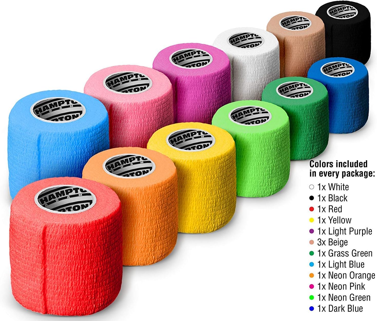 (14-Pack) 2” x 15 FT | Self Adhesive Non Woven Bandage Wrap – Breathable Self Adherent Wrap for Pets - Athletic Elastic Cohesive Bandage for Sports Injury: Ankle, Knee & Wrist Sprains (Rainbow): Health & Personal Care