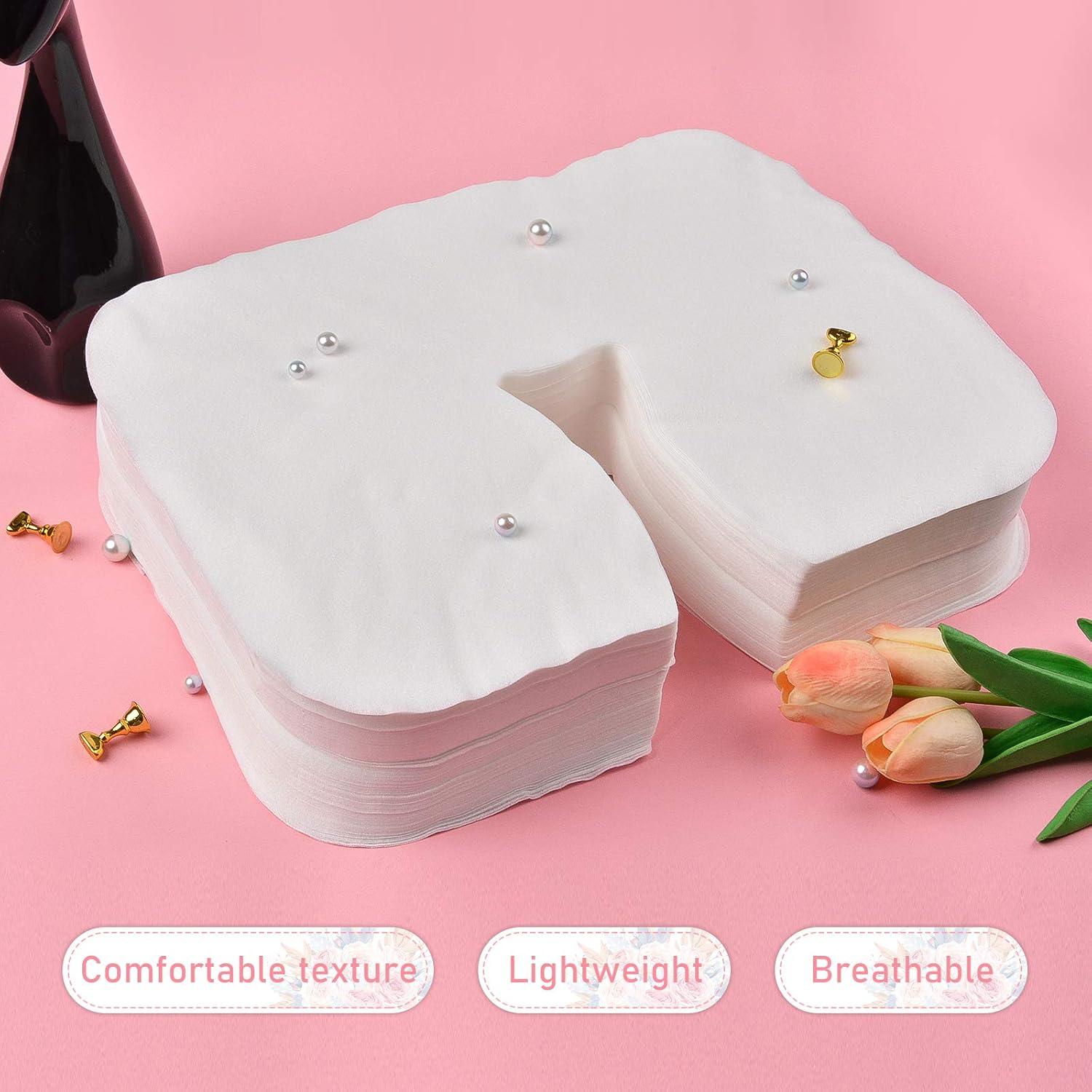 Kalolary 200Pcs Disposable Face Cradle Covers, Ultra Soft Non-Sticking Flat Face rest Cover white Headrest Covers for Massage Tables, Chairs and Spa bed : Beauty