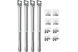 OUTDOOR BAZAAR Set of 4 Universal Adjustable Burner Tubes (12 inches to 17.5 inches) for 4 Burner Grills from Backyard Grill, Dyna Glo, Nexgrill, Brinkmann, Master Forge & Others, Replacement Burners for Gas Grills