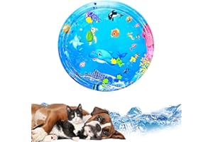 GWGHOM Water Playmat, Thickened Water Pet Pads, Cooling Mat for Dogs/Cat, Water Sensory Playmat with Fish for Pet Play, Kid Play Mat, Feel Cool Comfort (40IN F)
