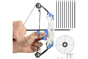 TIETHEKNOT Mini Archery Bow Set Right Hand Mini Compound Bow Mini Hunting Bow Metal Material Catapult RH/LH for Hunting Shooting Practice Archery Entertainment Fun