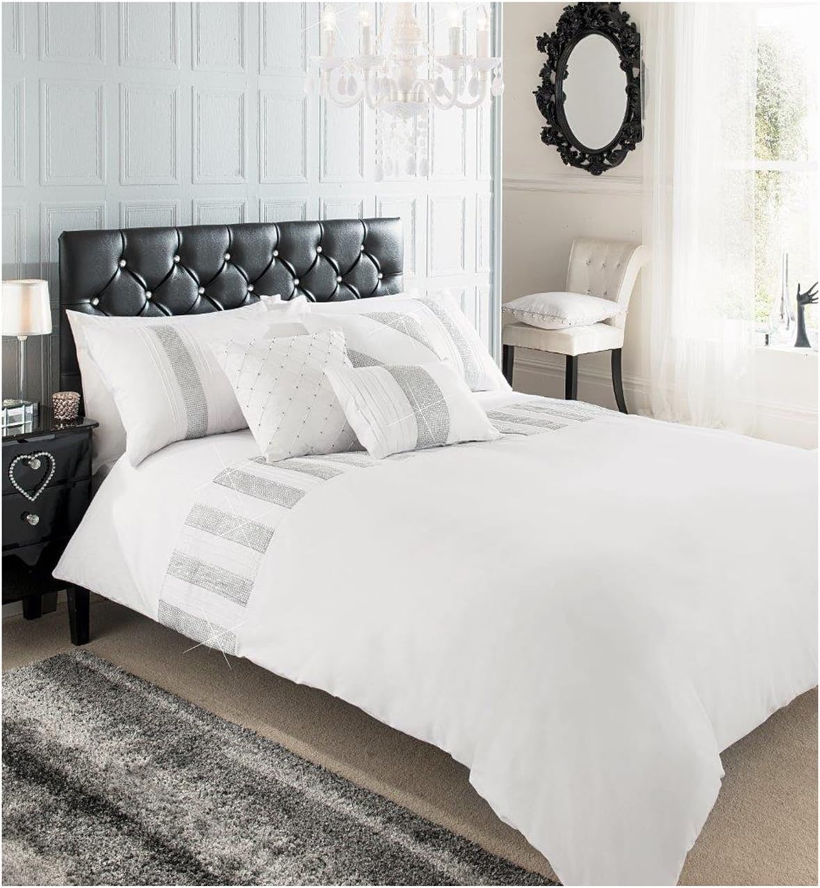 Gaveno Cavailia 1 x Sequence Lace Bed Set with Duvet Cover and Pillow