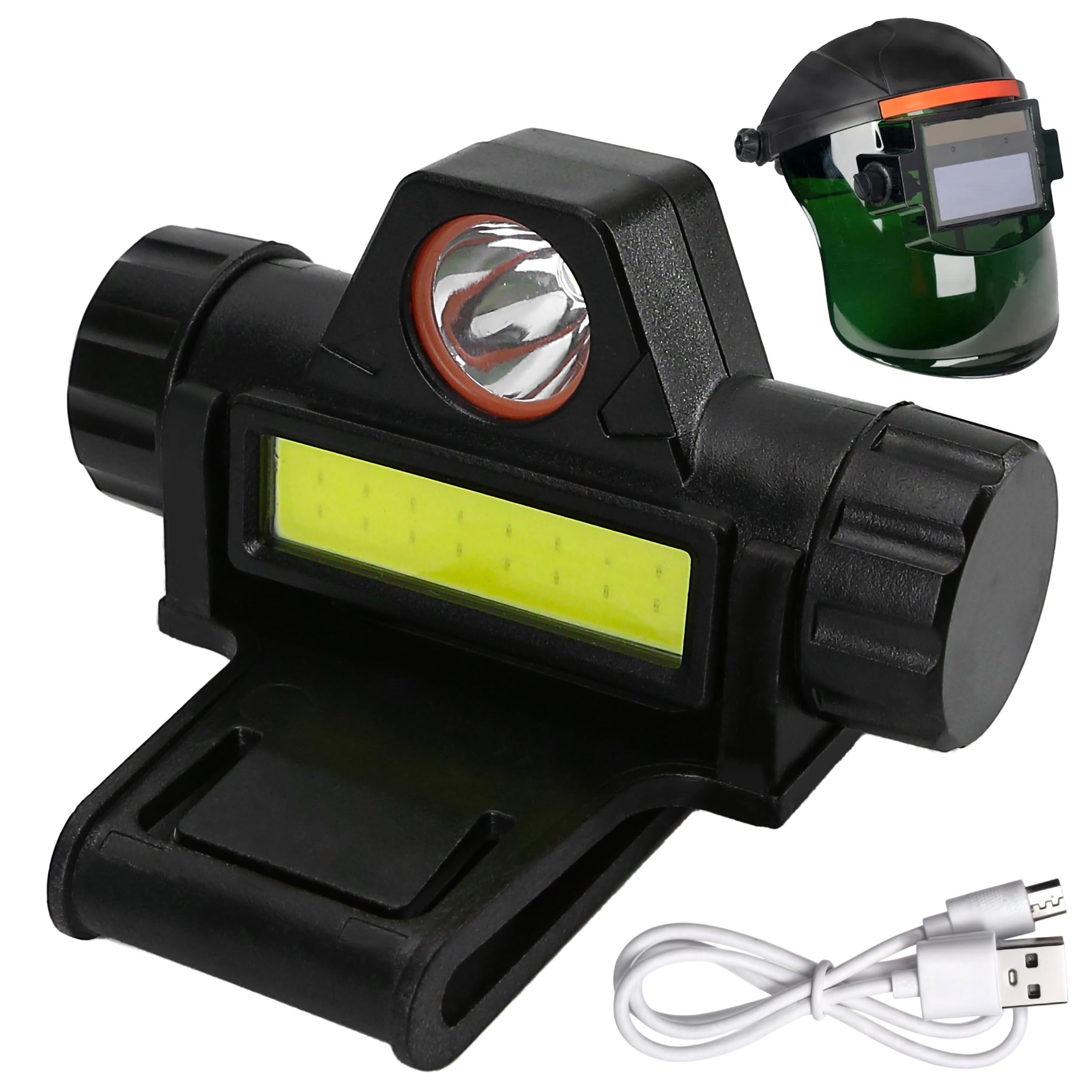 Photo 1 of Rechargeable Welding Helmet Light Attachment – Versatile Headlamp Flashlight with Mount Holder, Automatic Dimming, Strong Headlight for Hard Hat & Headwear, Large Range, Dual Use Waterproof