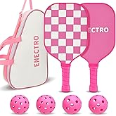 Pink Pickleball Paddles Set of 2/4, USAPA Approved Fiberglass Pickle Ball Set with 2/4 Cute Lightweight Pickleball Rackets, 2 Indoor &2 Outdoor Balls, 1 Pickleball Bag for Women, Beginner, Youth