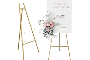 ATRONOR Gold Easel Stand for Sign, Heavy Duty Easel, 4-Tier AdjustableArt Easel for Painting, Wedding Sign