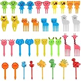 Nextpal Animal Plastic Food Picks for Kids, Cute Animal Shaped Lunch Accessories Fruit Forks Picks, Toothpicks for Children S