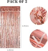 Aisszhao 2 Packs Rose Gold Tinsel Foil Curtain Backdrop 3.2ft x 6.5ft view 2