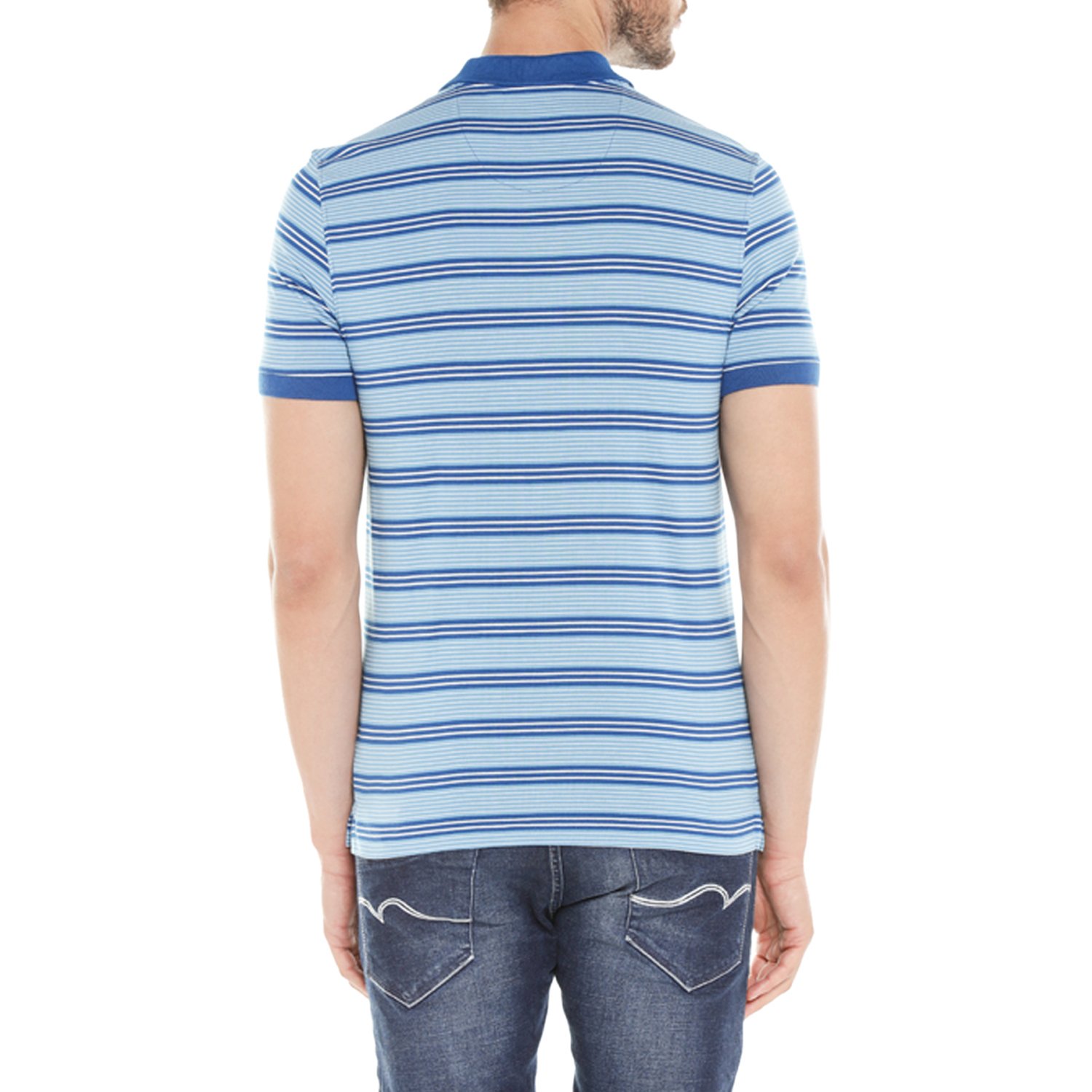 spiritus by pantaloons men's striped regular fit polo