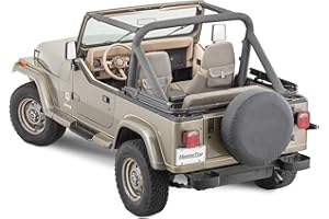 MasterTop Sport Bar Pad Covers, Black Denim - Fits Jeep Wrangler YJ 1987-1991 - UV, Rain and Rip Resisant - Protects Roll Bars from Water, Scratches, and Fading