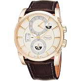 Parmigiani Fleurier Tonda H&eacute;misph&egrave;res Mens Rose Gold Dual Time Zone Automatic Watch - 42mm Analog Cream Face with Date, and Sapphire Crystal - Brown Leather Band Swiss Made PFC231-1002400-HA1241